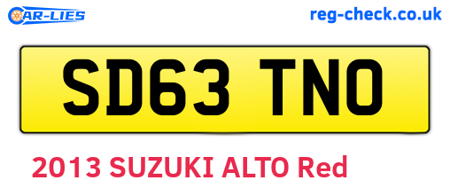 SD63TNO are the vehicle registration plates.
