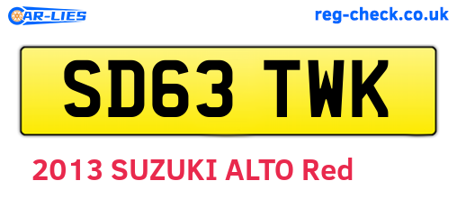 SD63TWK are the vehicle registration plates.