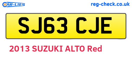 SJ63CJE are the vehicle registration plates.