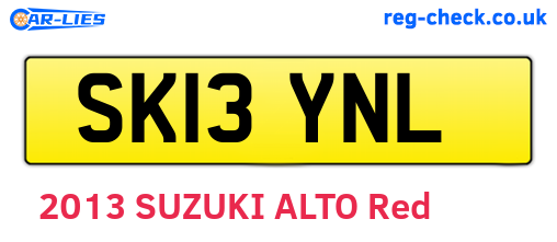 SK13YNL are the vehicle registration plates.