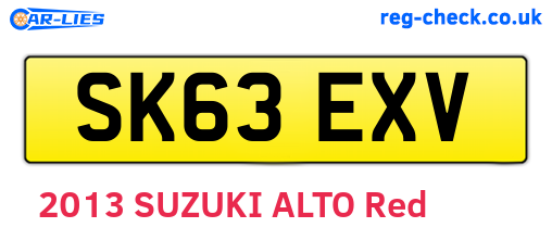 SK63EXV are the vehicle registration plates.
