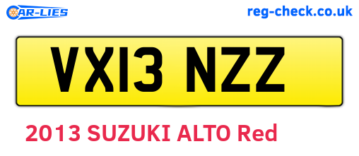 VX13NZZ are the vehicle registration plates.