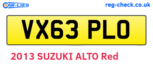 VX63PLO are the vehicle registration plates.