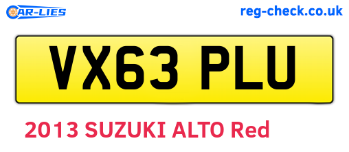 VX63PLU are the vehicle registration plates.