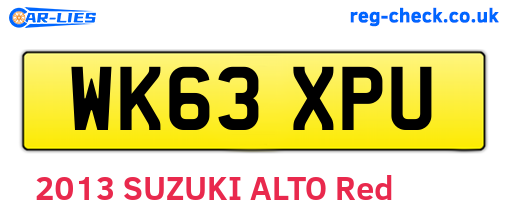 WK63XPU are the vehicle registration plates.