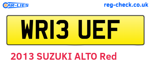 WR13UEF are the vehicle registration plates.