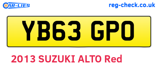 YB63GPO are the vehicle registration plates.