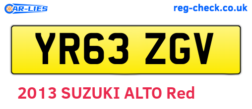 YR63ZGV are the vehicle registration plates.