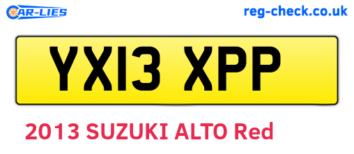 YX13XPP are the vehicle registration plates.