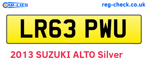 LR63PWU are the vehicle registration plates.