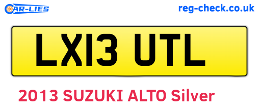 LX13UTL are the vehicle registration plates.