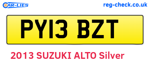 PY13BZT are the vehicle registration plates.