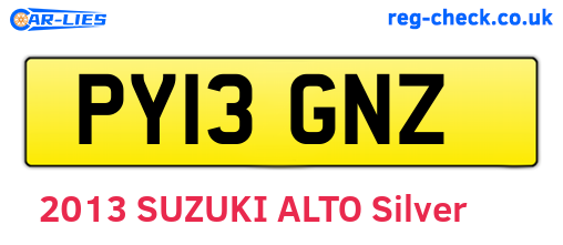 PY13GNZ are the vehicle registration plates.