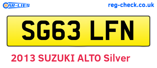 SG63LFN are the vehicle registration plates.