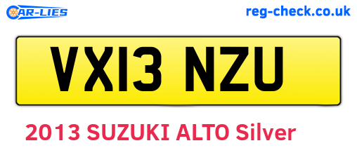 VX13NZU are the vehicle registration plates.