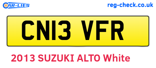 CN13VFR are the vehicle registration plates.