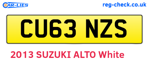 CU63NZS are the vehicle registration plates.