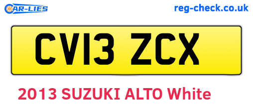 CV13ZCX are the vehicle registration plates.