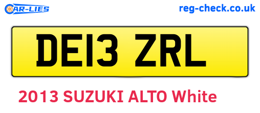 DE13ZRL are the vehicle registration plates.