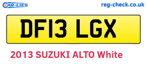 DF13LGX are the vehicle registration plates.