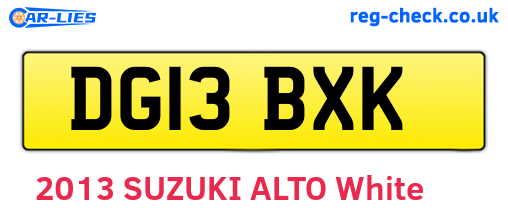 DG13BXK are the vehicle registration plates.