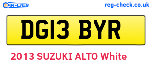 DG13BYR are the vehicle registration plates.