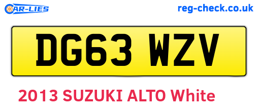 DG63WZV are the vehicle registration plates.