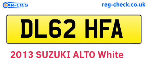 DL62HFA are the vehicle registration plates.