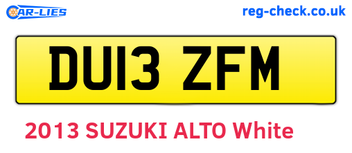 DU13ZFM are the vehicle registration plates.