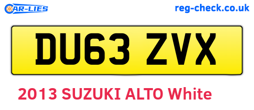 DU63ZVX are the vehicle registration plates.