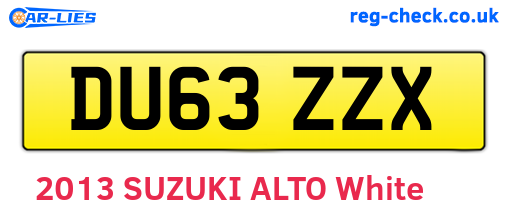 DU63ZZX are the vehicle registration plates.