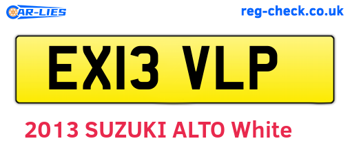 EX13VLP are the vehicle registration plates.