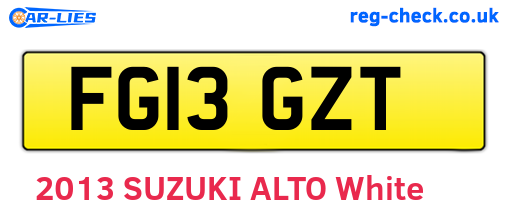 FG13GZT are the vehicle registration plates.
