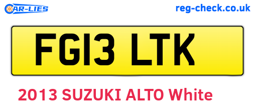 FG13LTK are the vehicle registration plates.