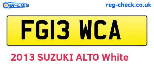 FG13WCA are the vehicle registration plates.