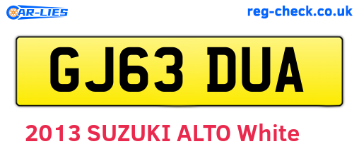 GJ63DUA are the vehicle registration plates.