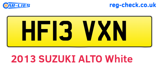 HF13VXN are the vehicle registration plates.