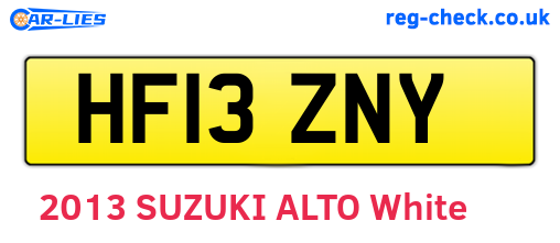 HF13ZNY are the vehicle registration plates.