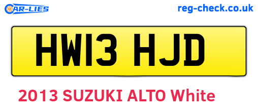 HW13HJD are the vehicle registration plates.
