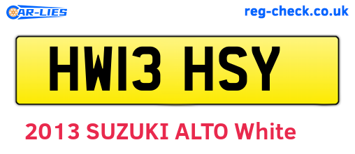 HW13HSY are the vehicle registration plates.