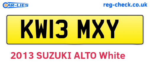 KW13MXY are the vehicle registration plates.