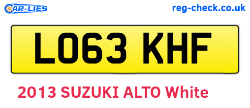 LO63KHF are the vehicle registration plates.