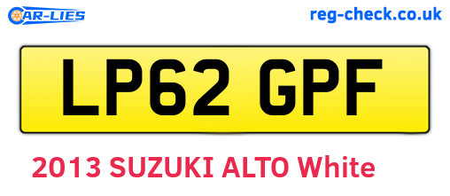 LP62GPF are the vehicle registration plates.