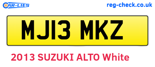 MJ13MKZ are the vehicle registration plates.