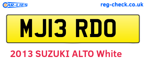 MJ13RDO are the vehicle registration plates.