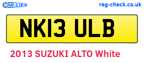NK13ULB are the vehicle registration plates.