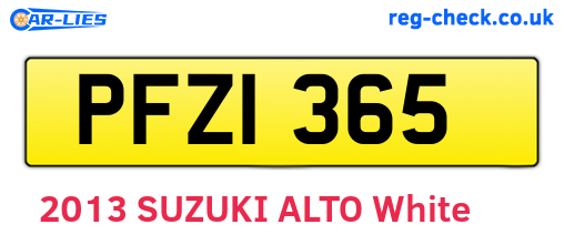 PFZ1365 are the vehicle registration plates.