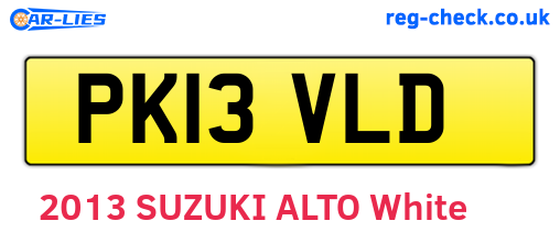 PK13VLD are the vehicle registration plates.