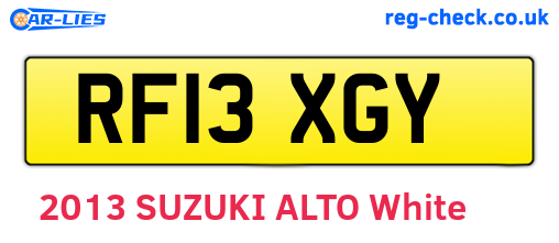 RF13XGY are the vehicle registration plates.