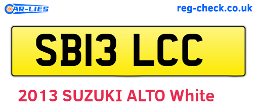 SB13LCC are the vehicle registration plates.